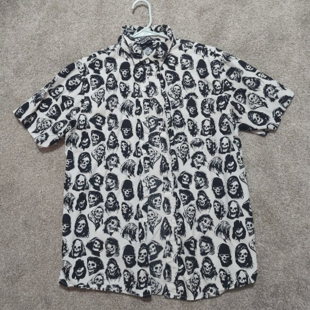 Broken Promises Grim Reaper Button Down WHITE